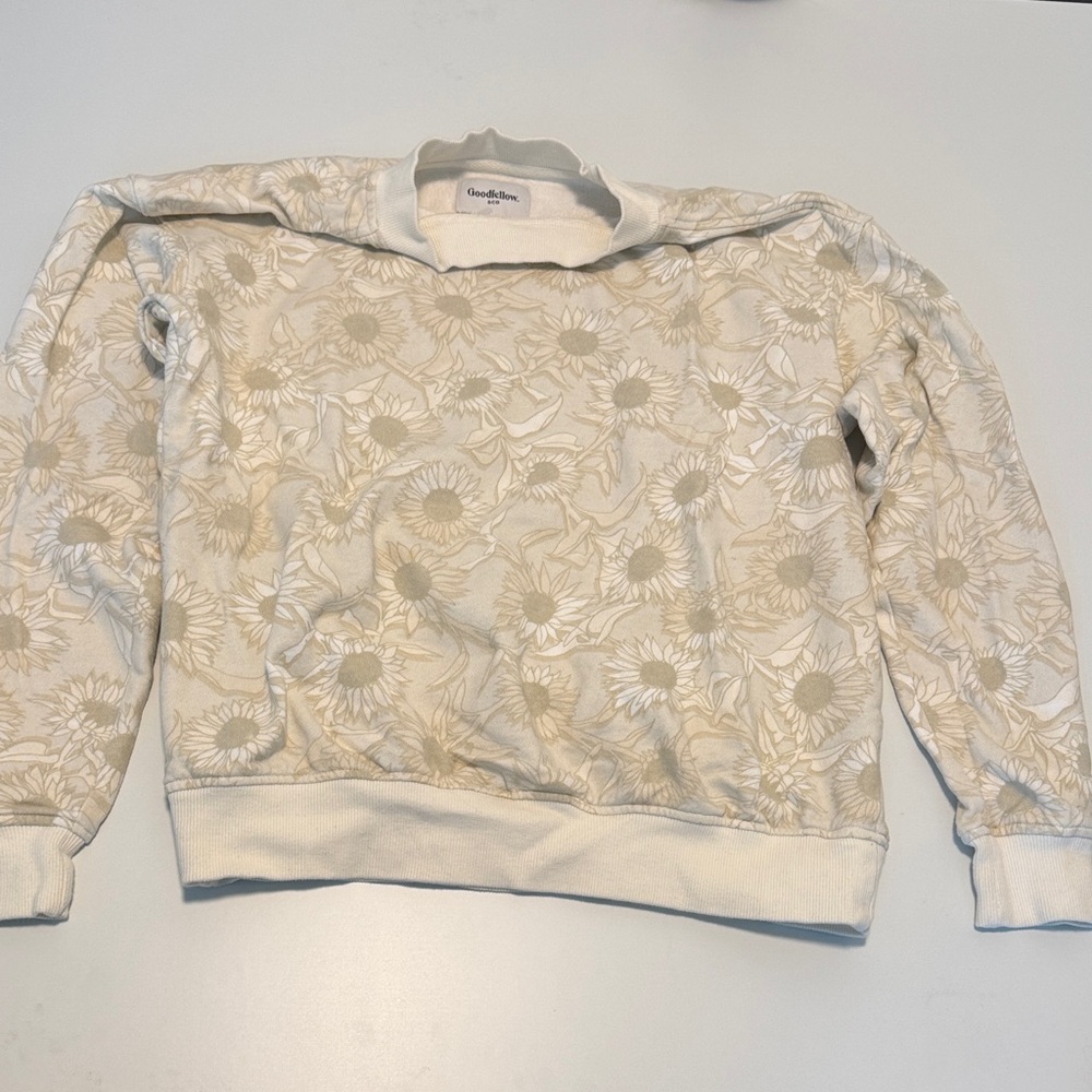 Goodfellow & Co Cream Sunflower Crewneck Sweatshirt